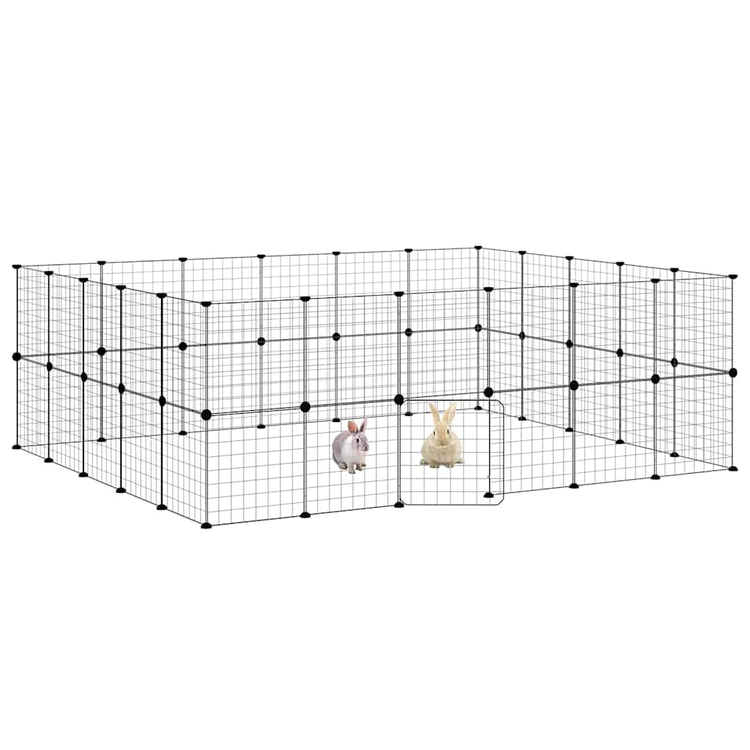 Vidaxl huisdierenkooi met deur 44 panelen 210x175x70 cm staal zwart