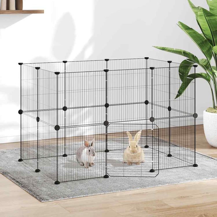 Vidaxl huisdierenkooi met deur 20 panelen 105x70x70 cm staal zwart