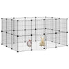 Vidaxl huisdierenkooi met deur 28 panelen 35x35 cm staal zwart