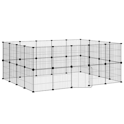 Vidaxl huisdierenkooi met deur 36 panelen 35x35 cm staal zwart