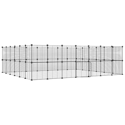 VidaXL Huisdierenkooi met deur 52 panelen 35x35 cm staal zwart