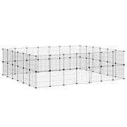 Vidaxl huisdierenkooi met deur 52 panelen 245x210x70 cm staal zwart - afbeelding 2