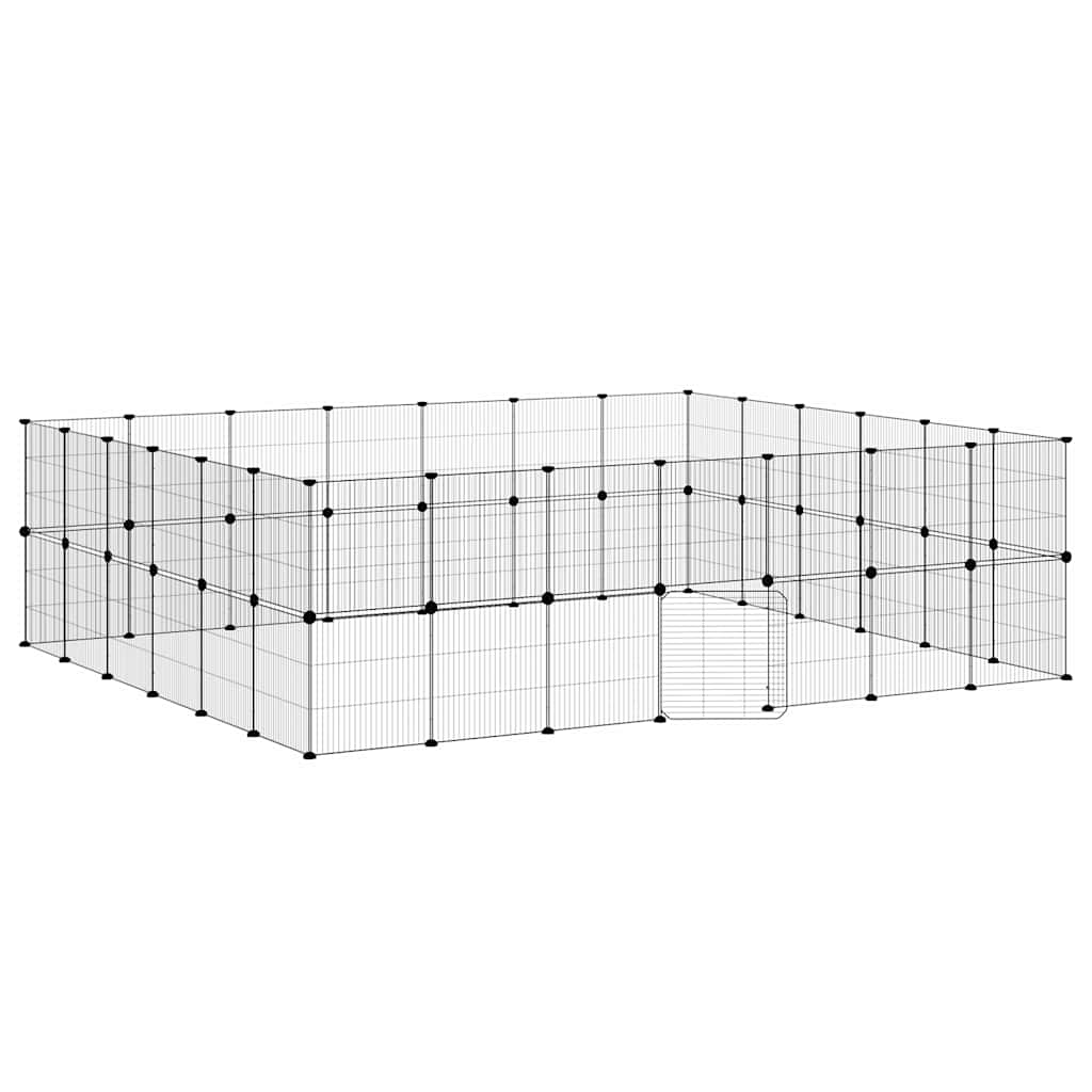 Vidaxl huisdierenkooi met deur 52 panelen 245x210x70 cm staal zwart