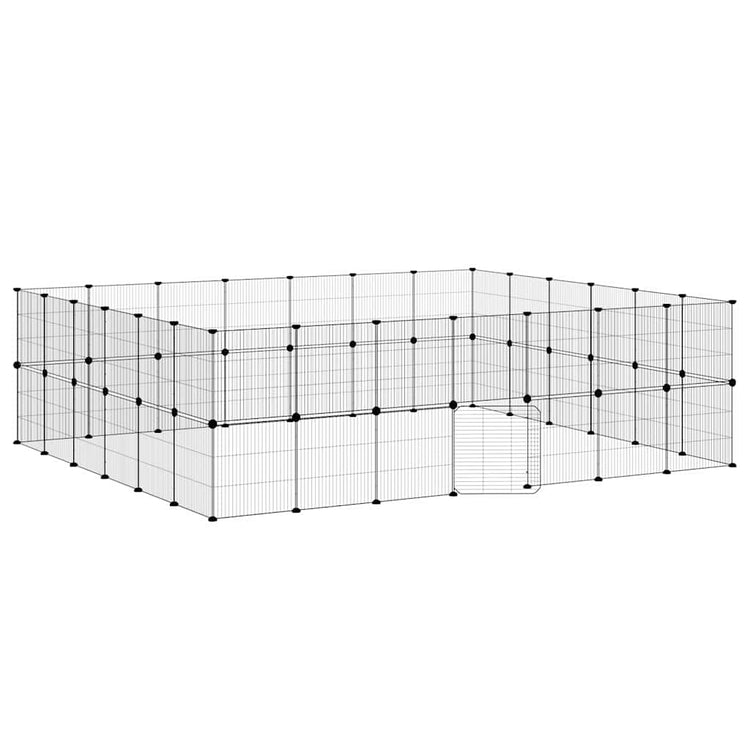 Vidaxl huisdierenkooi met deur 52 panelen 245x210x70 cm staal zwart