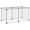 Vidaxl huisdierenkooi met deur 8 panelen 35x35 cm staal zwart