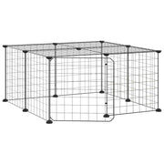 Vidaxl huisdierenkooi met deur 12 panelen 70x70x35 cm staal zwart - afbeelding 2