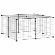 Vidaxl huisdierenkooi met deur 12 panelen 70x70x35 cm staal zwart - afbeelding 3