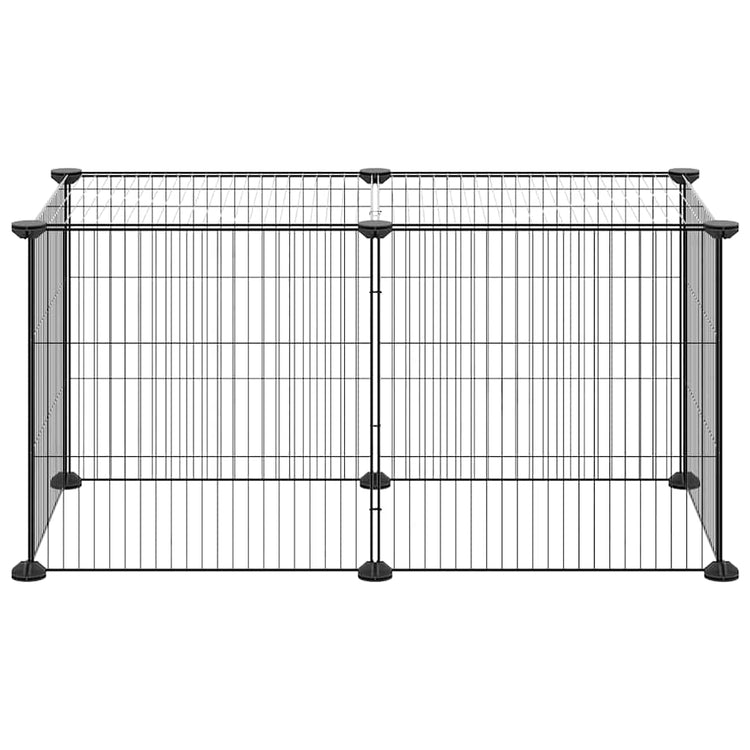 Vidaxl huisdierenkooi met 8 panelen 70x35x35 cm staal zwart