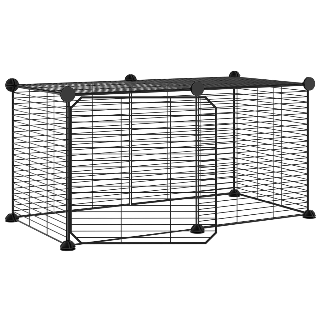 VidaXL Huisdierenkooi met deur 8 panelen 35x35 cm staal zwart