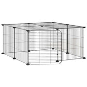 Vidaxl huisdierenkooi met deur 12 panelen 70x70x35 cm staal zwart - afbeelding 2