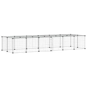 Vidaxl huisdierenkooi met deur 28 panelen 210x70x35 cm staal zwart - afbeelding 2