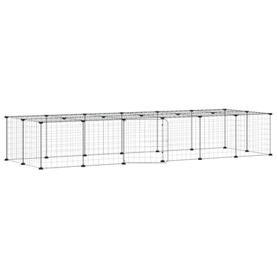 Vidaxl huisdierenkooi met deur 28 panelen 35x35 cm staal zwart