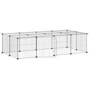 Vidaxl huisdierenkooi met deur 20 panelen 140x70x35 cm staal zwart - afbeelding 2