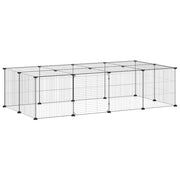 Vidaxl huisdierenkooi met deur 20 panelen 140x70x35 cm staal zwart - afbeelding 3