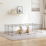 Vidaxl huisdierenkooi met deur 20 panelen 140x70x35 cm staal zwart - afbeelding 1