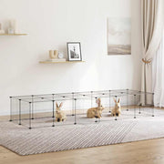 Vidaxl huisdierenkooi met deur 28 panelen 210x70x35 cm staal zwart - afbeelding 1