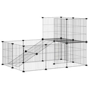 Vidaxl huisdierenkooi met deur 20 panelen 105x70x70 cm staal zwart - afbeelding 2