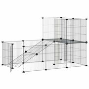Vidaxl huisdierenkooi met deur 20 panelen 105x70x70 cm staal zwart - afbeelding 3