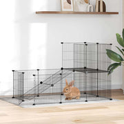 Vidaxl huisdierenkooi met deur 20 panelen 105x70x70 cm staal zwart - afbeelding 1