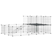 Vidaxl huisdierenkooi met deur 36 panelen 175x105x70 cm staal zwart - afbeelding 2