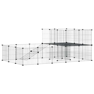 Vidaxl huisdierenkooi met deur 36 panelen 35x35 cm staal zwart
