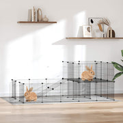 Vidaxl huisdierenkooi met deur 36 panelen 175x105x70 cm staal zwart - afbeelding 1