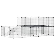 Vidaxl huisdierenkooi met deur 44 panelen 175x105x70 cm staal zwart - afbeelding 3