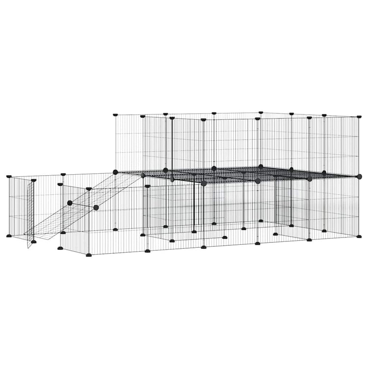 Vidaxl huisdierenkooi met deur 44 panelen 175x105x70 cm staal zwart