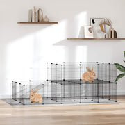 Vidaxl huisdierenkooi met deur 44 panelen 175x105x70 cm staal zwart - afbeelding 1