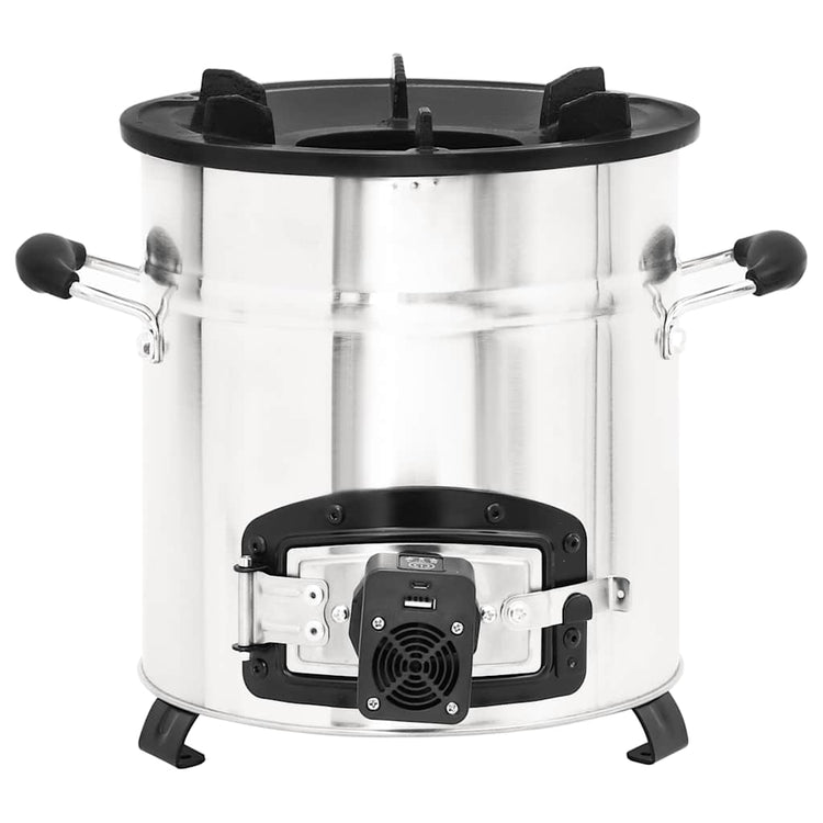 Vidaxl houtkachel met usb-ventilator 35,5x26x28 cm roestvrijstaal