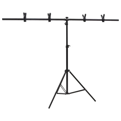 Vidaxl achtergrondstandaard t-vormig 151x60x(70-200) cm zwart