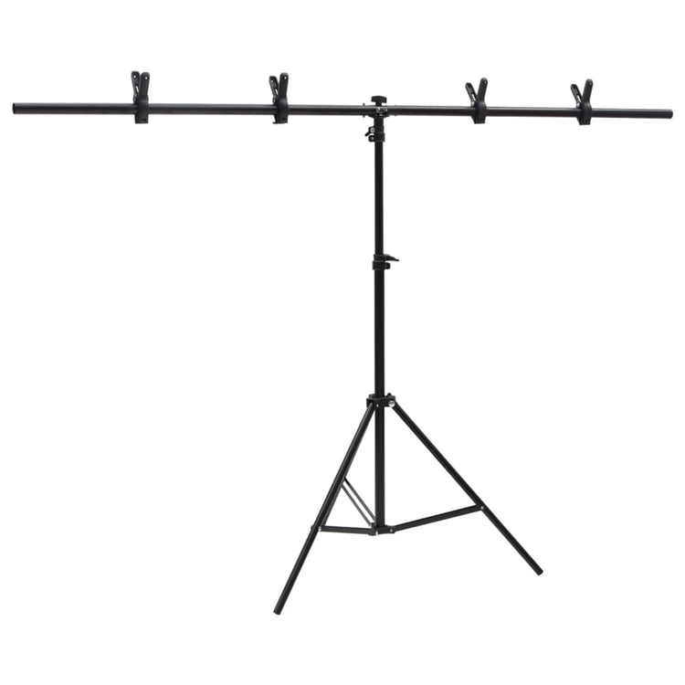 Vidaxl achtergrondstandaard t-vormig 151x60x(70-200) cm zwart