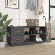 VidaXL Schoenenbank 100x34x45 cm massief grenenhout grijs - afbeelding 3