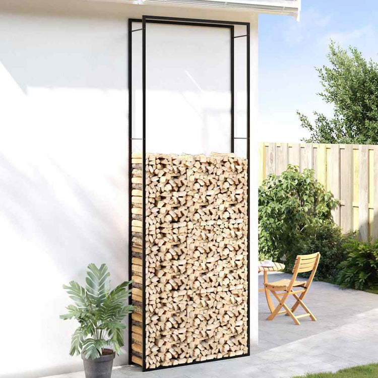 Vidaxl haardhoutrek 110x28x312 cm staal matzwart