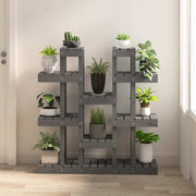 Vidaxl plantenstandaard grijs 104,5x25x109,5 cm massief grenenhout - afbeelding 1