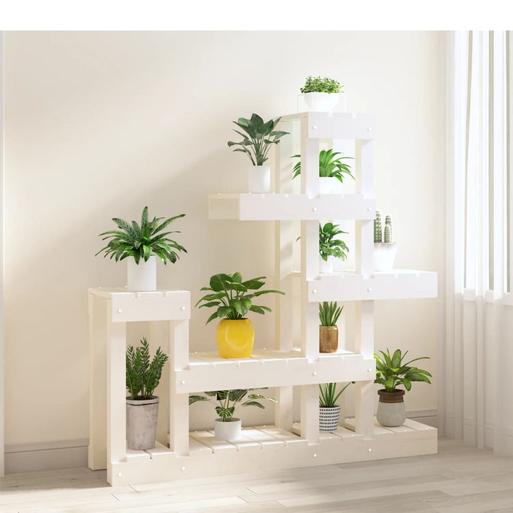 Vidaxl plantenstandaard 92x25x97 cm massief grenenhout wit