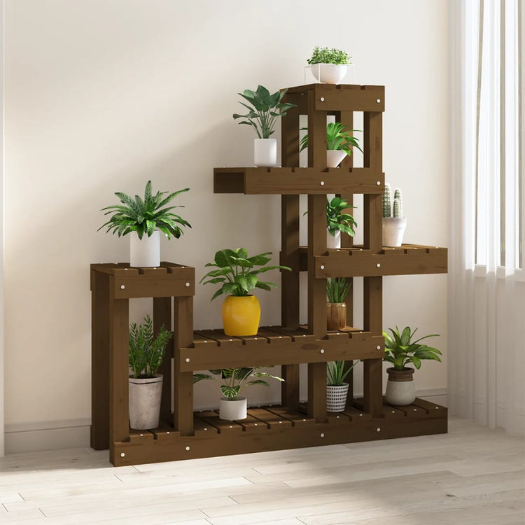 VidaXL Plantenstandaard 92x25x97 cm massief grenenhout honingbruin