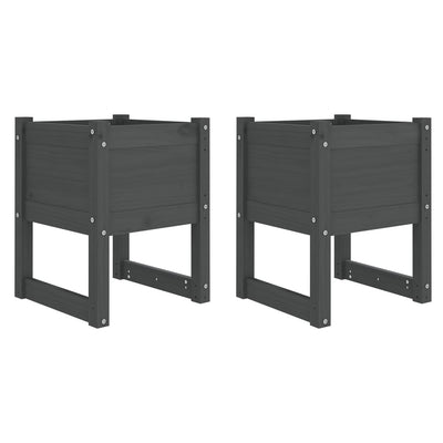 Vidaxl plantenbakken 2 st 40x40x52,5 cm massief grenenhout grijs