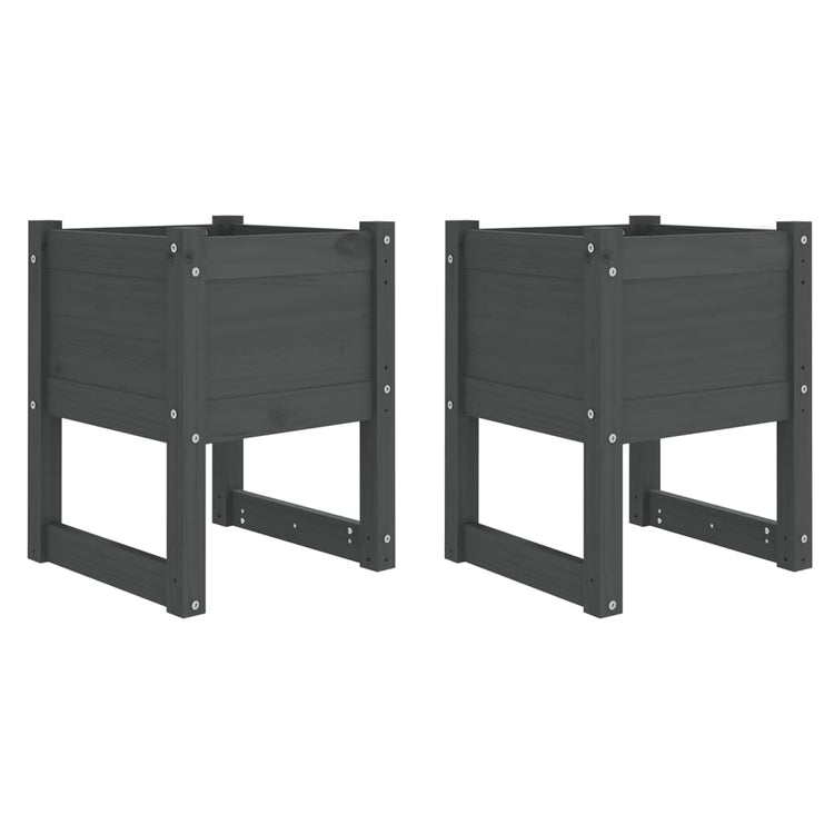 Vidaxl plantenbakken 2 st 40x40x52,5 cm massief grenenhout grijs