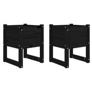Vidaxl plantenbakken 2 st 40x40x52,5 cm massief grenenhout zwart - afbeelding 2
