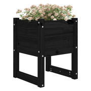 Vidaxl plantenbakken 2 st 40x40x52,5 cm massief grenenhout zwart - afbeelding 3