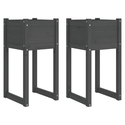 Vidaxl plantenbakken 2 st 40x40x81 cm massief grenenhout grijs