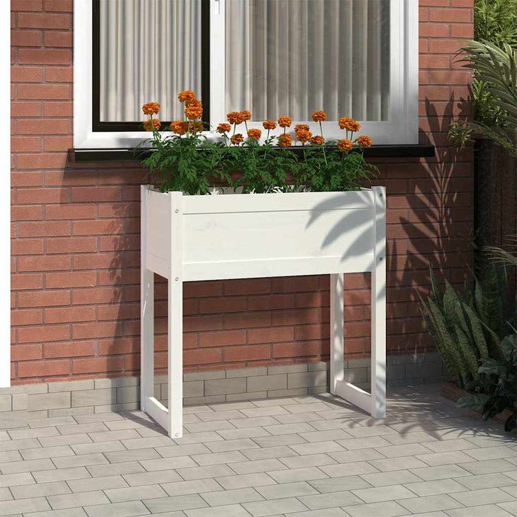 Vidaxl plantenbak 78x40x81 cm massief grenenhout wit