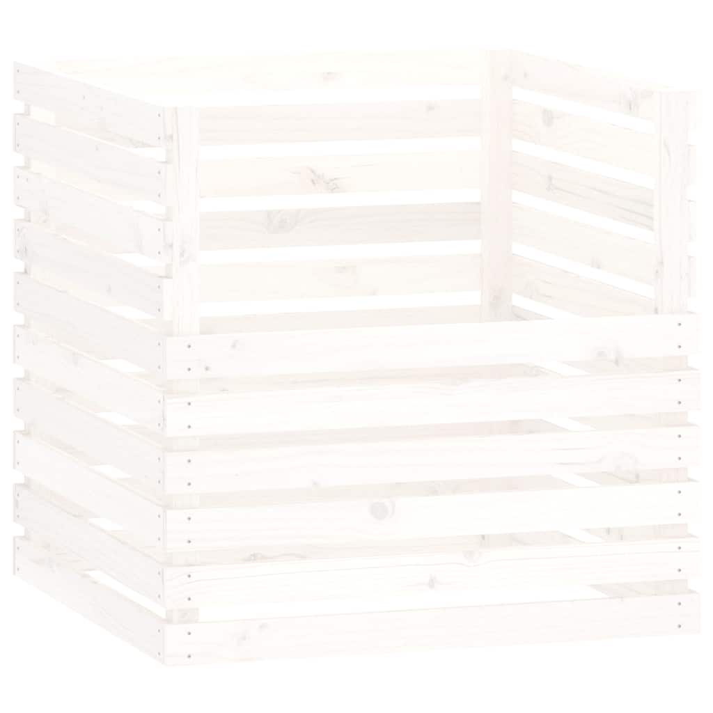 Vidaxl compostbak 80x80x78 cm massief grenenhout wit
