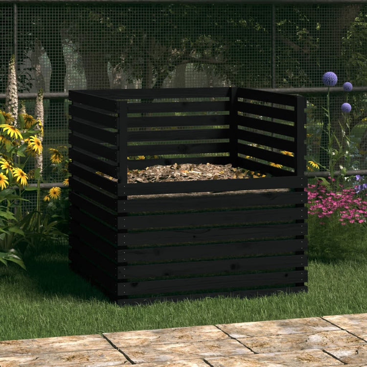 Vidaxl compostbak 100x100x102 cm massief grenenhout zwart