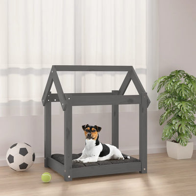 Vidaxl hondenmand 61x50x70 cm massief grenenhout grijs