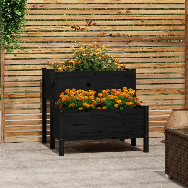 VidaXL Plantenbak 84,5x84x75 cm massief grenenhout zwart