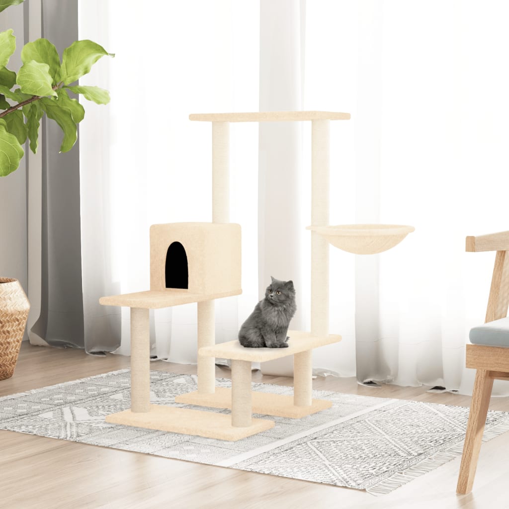 VidaXL Kattenmeubel met sisal krabpalen 94,5 cm crèmekleurig