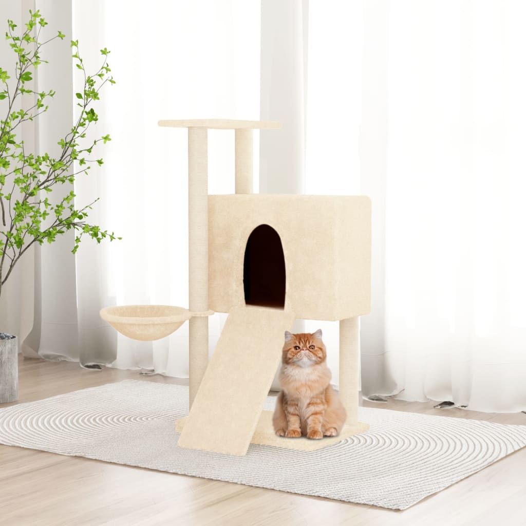 VidaXL Kattenmeubel met sisal krabpalen 96 cm crèmekleurig