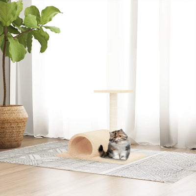 VidaXL Kattenmeubel met tunnel 60x34,5x50 cm crèmekleurig